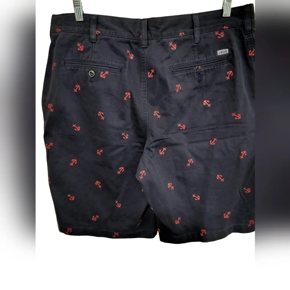 M276) IZOD Saltwater Beach Town Navy Blue Anchor print Shorts Size 36
